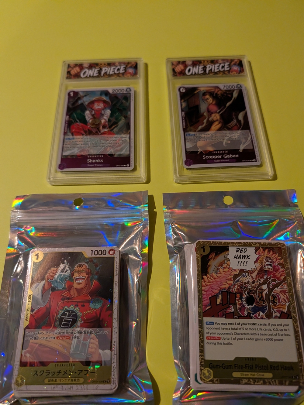 ONE PIECE CARD LOT NEW (50+) AND 2 SLABS